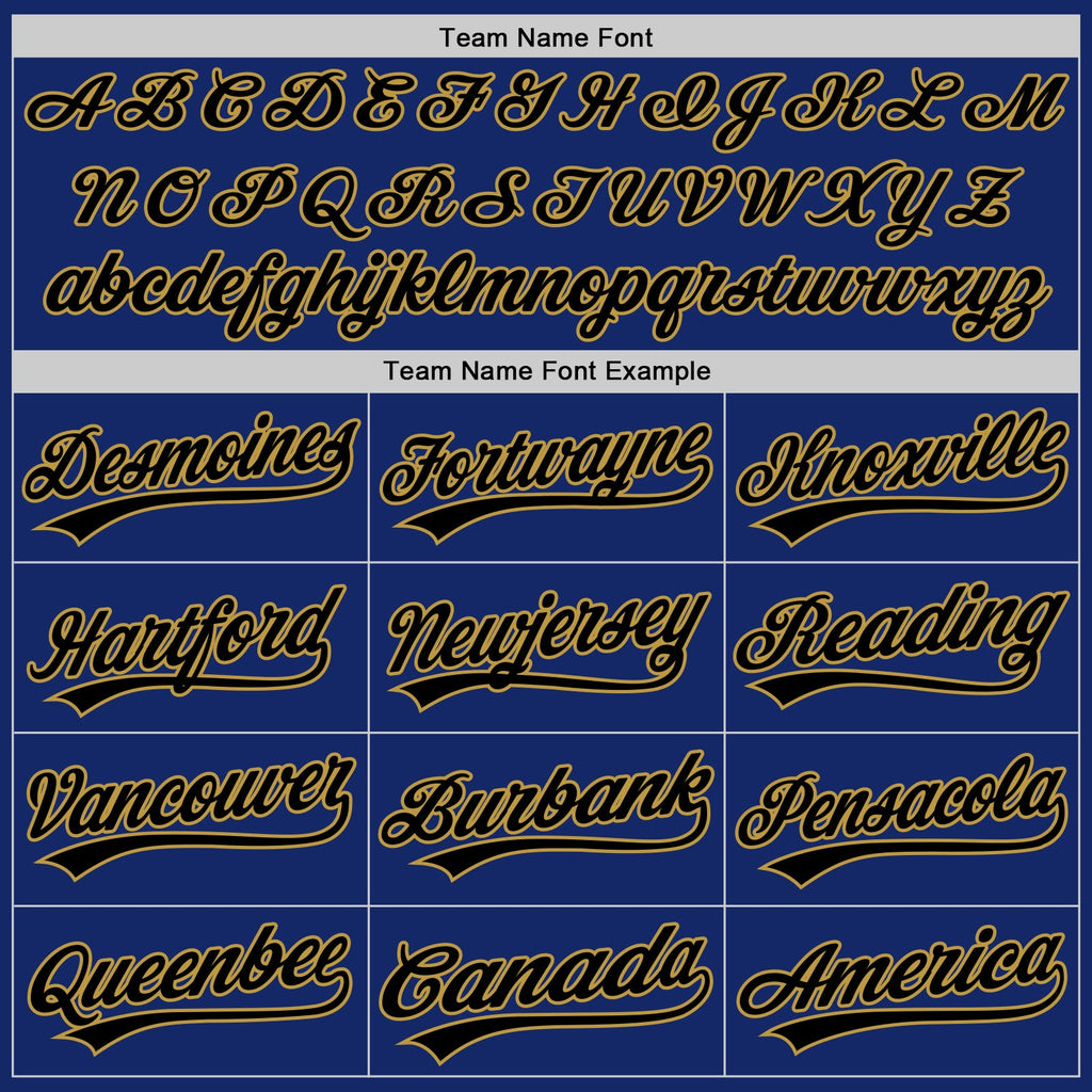 Custom Royal Black-Old Gold Authentic Baseball Jersey