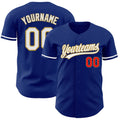Custom Royal Fire Red White-Old Gold Authentic Baseball Jersey