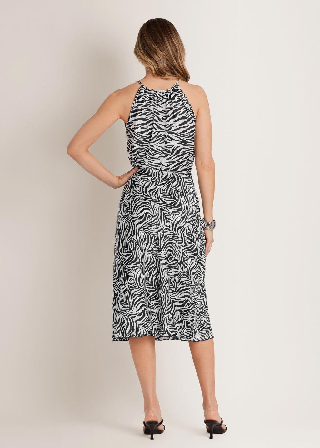 Two-Piece Halter Skirt Set - Zebra Print