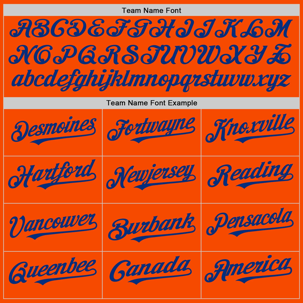 Custom Orange White-Royal Pinstripe Authentic Split Fashion Baseball Jersey