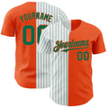Custom Orange White-Kelly Green Pinstripe Authentic Split Fashion Baseball Jersey