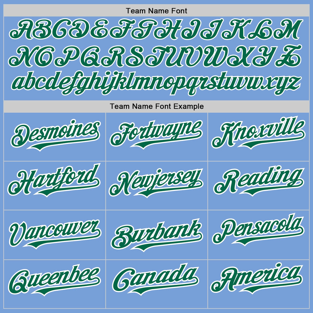 Custom Light Blue White-Kelly Green Pinstripe Authentic Split Fashion Baseball Jersey