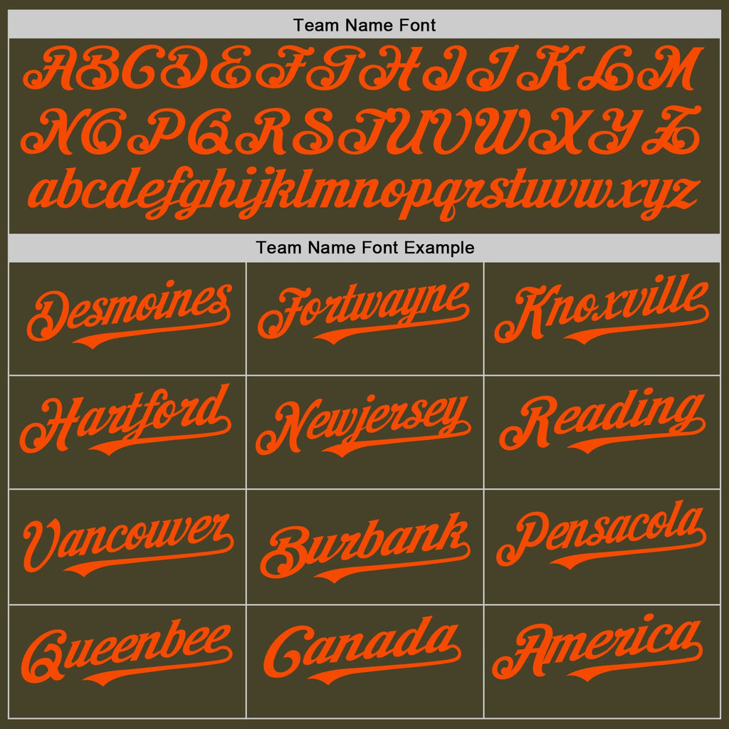 Custom Olive White-Orange Pinstripe Authentic Split Fashion Salute To Service Baseball Jersey