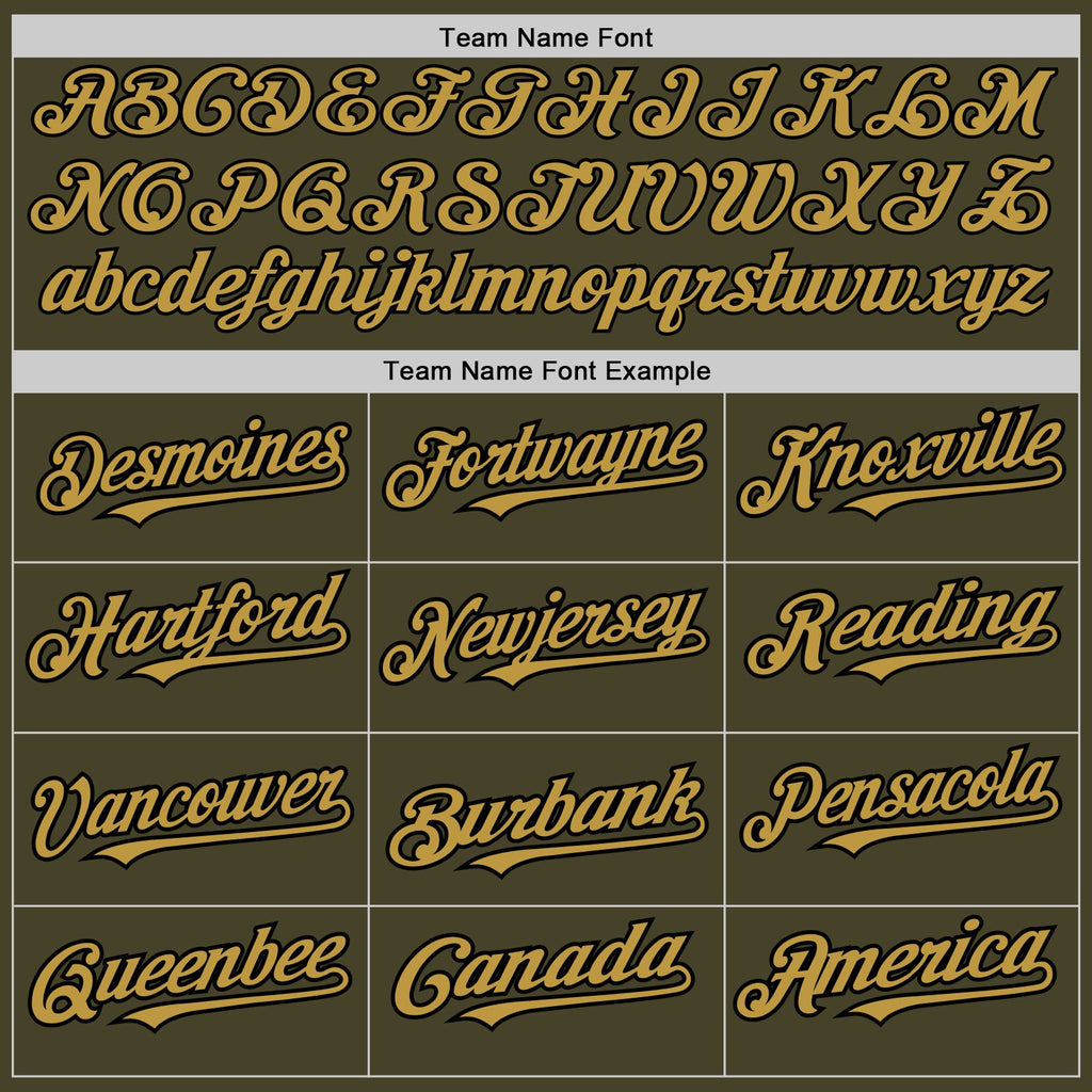 Custom Olive Old Gold Cream-Black Pinstripe Authentic Split Fashion Salute To Service Baseball Jersey