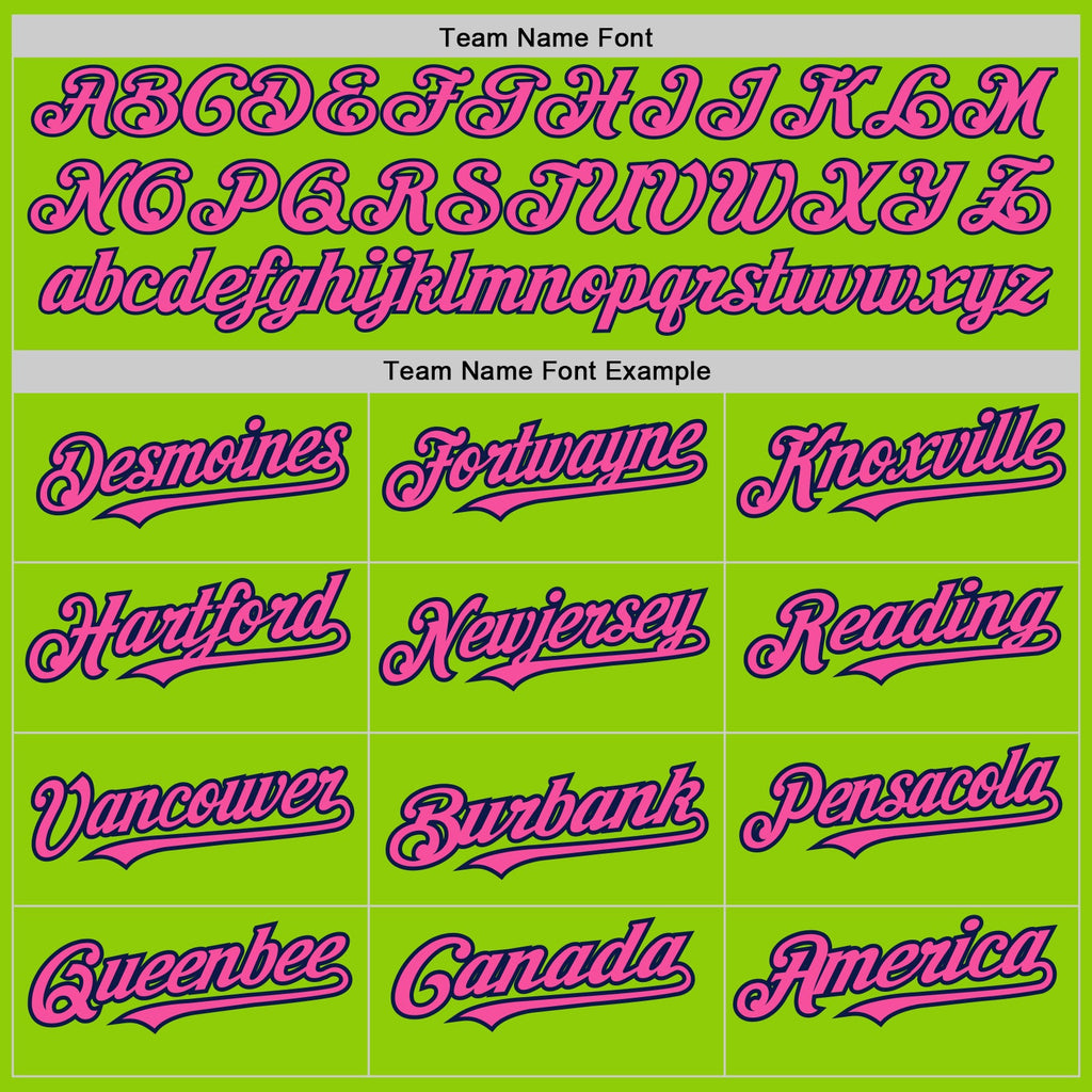 Custom Neon Green Pink-Navy Pinstripe Authentic Split Fashion Baseball Jersey