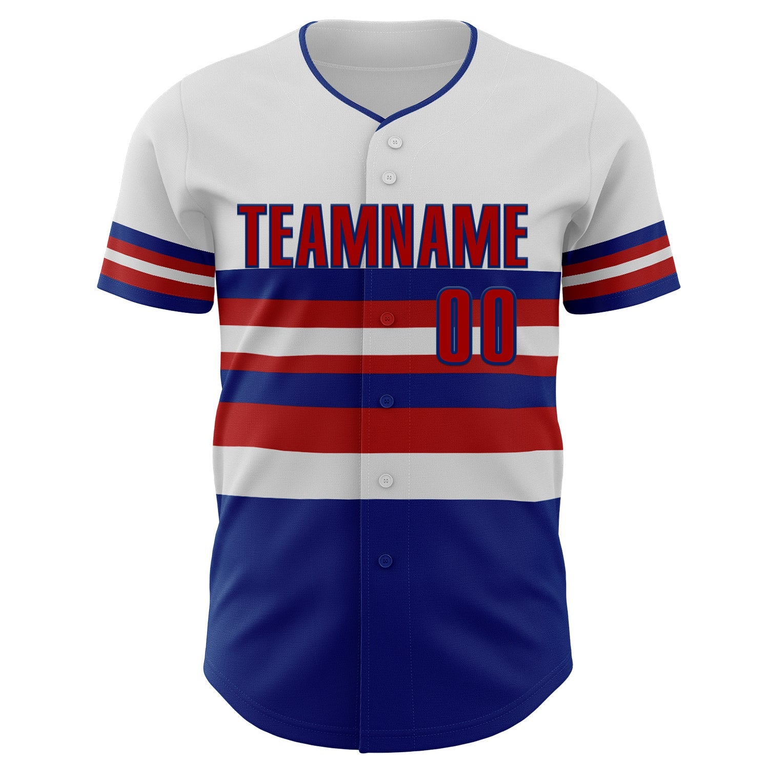 Custom White Red-Royal Block Stripes Lines Texas Style Authentic Baseball Jersey