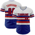 Custom White Red-Royal Block Stripes Lines Texas Style Authentic Baseball Jersey