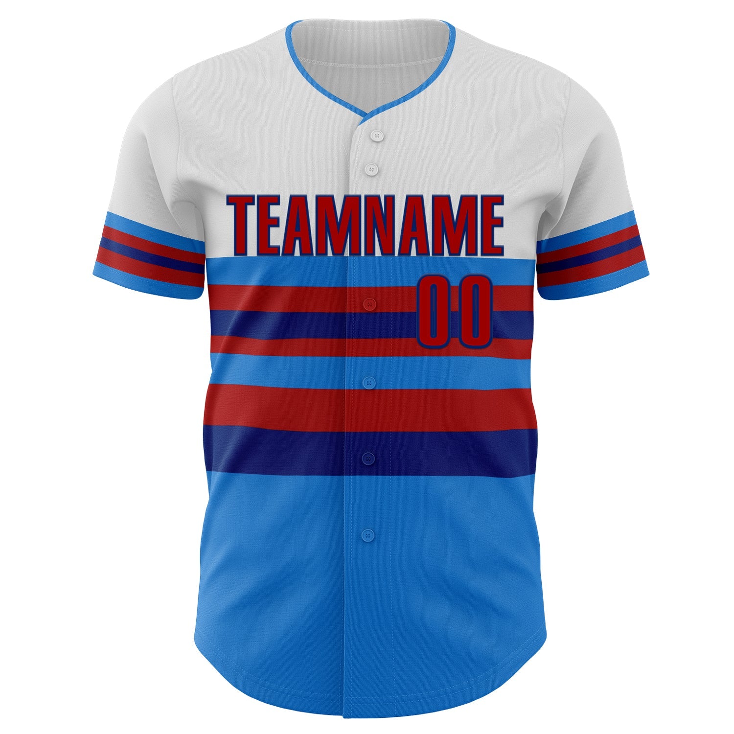 Custom White Red Electric Blue-Royal Block Stripes Lines Atlanta Style Authentic Baseball Jersey