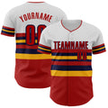 Custom White Red Gold-Navy Block Stripes Lines St.Louis Style Authentic Baseball Jersey