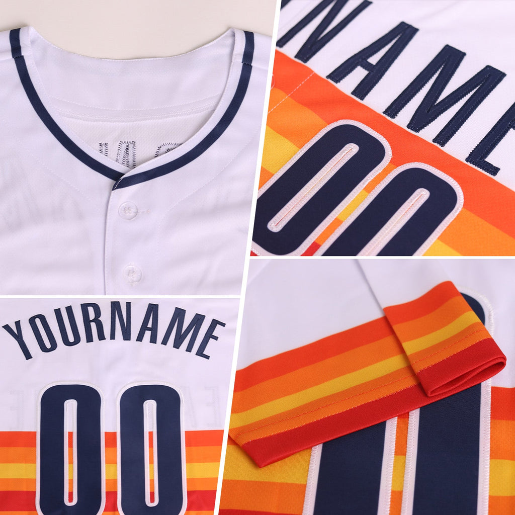 Custom White Black-Gray Block Stripes Lines Chicago Style Authentic Baseball Jersey