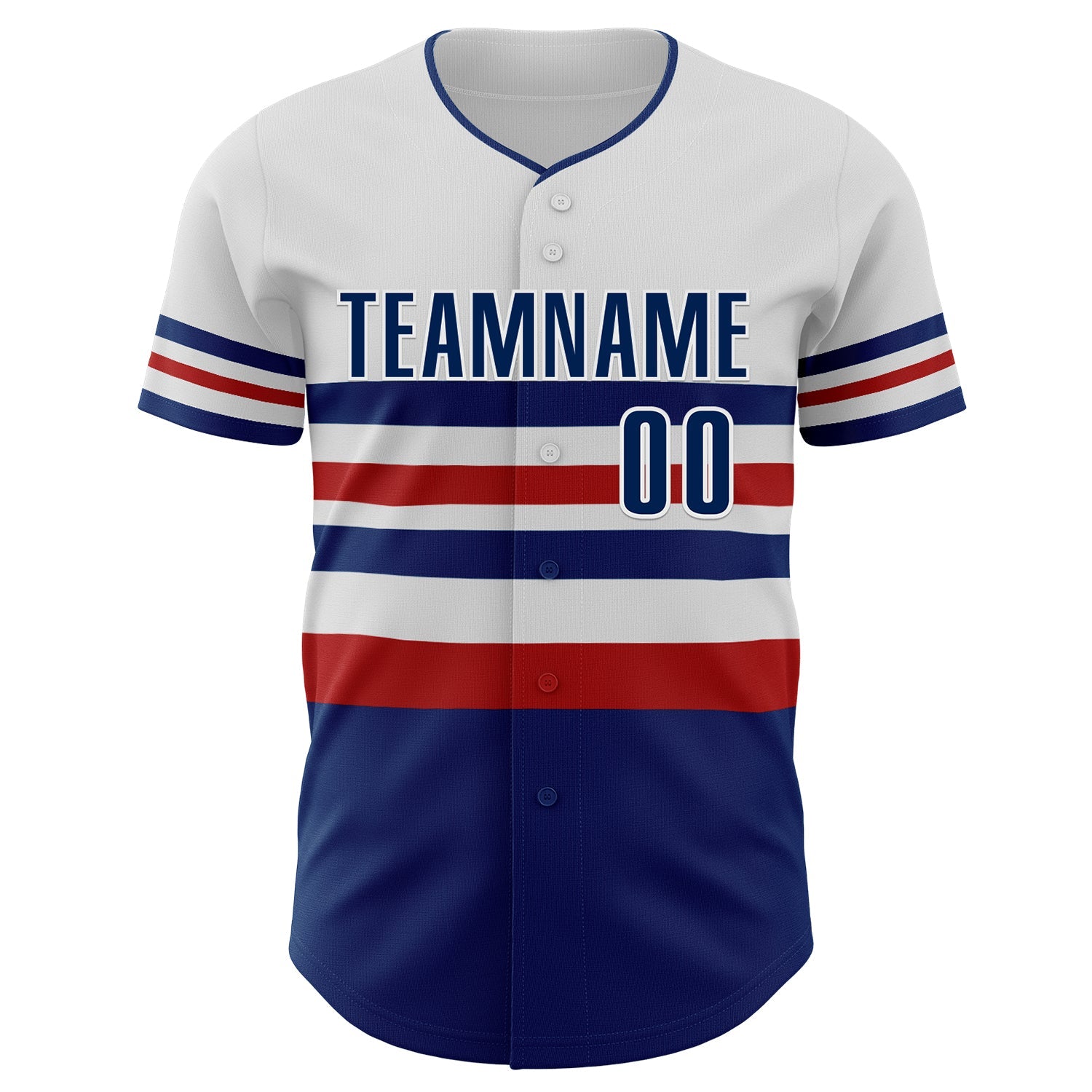 Custom White US Navy Blue-Red Block Stripes Lines Philadelphia Style Authentic Baseball Jersey