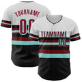 Custom White Crimson Black-Ice Blue Block Stripes Lines Arizona Style Authentic Baseball Jersey