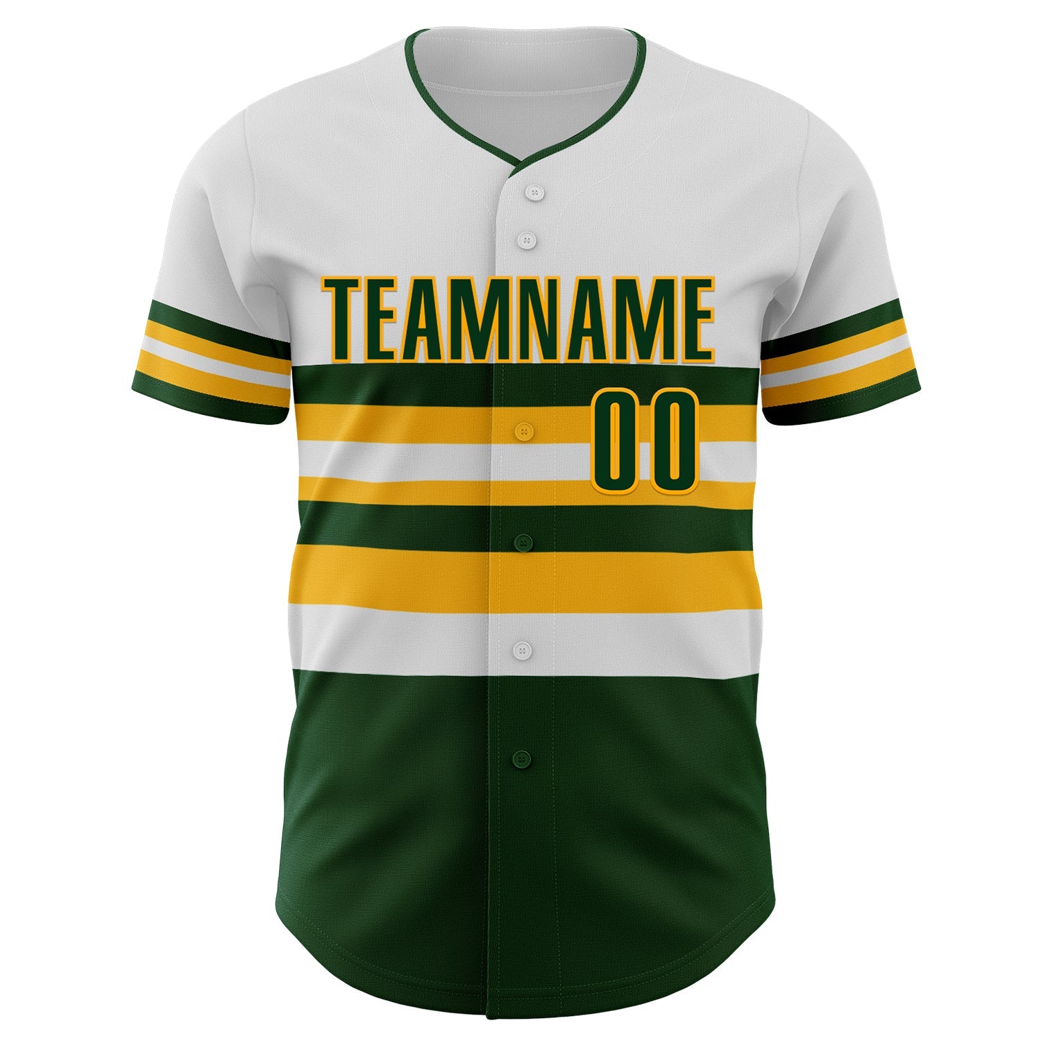 Custom White Green-Gold Block Stripes Lines Oakland Style Authentic Baseball Jersey