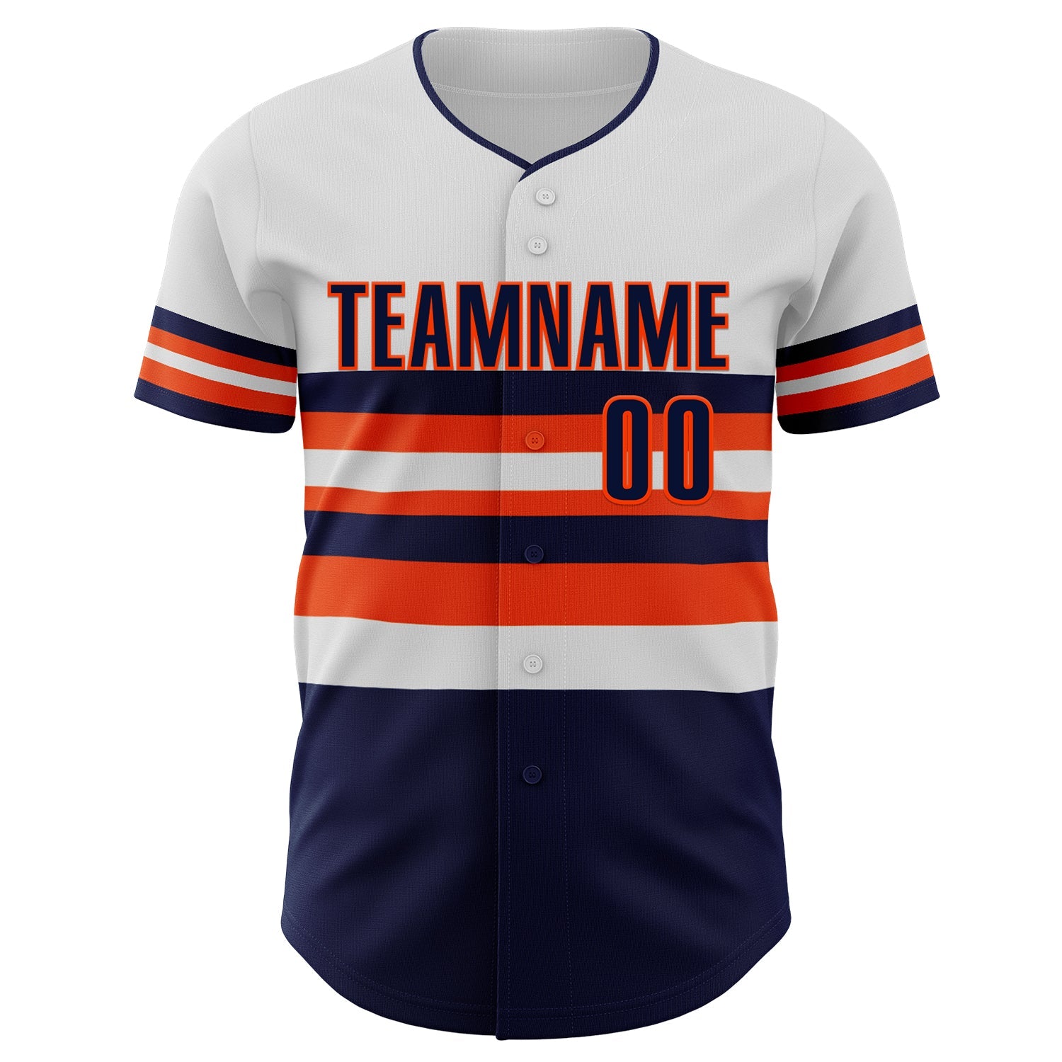 Custom White Navy-Orange Block Stripes Lines Houston Style Authentic Baseball Jersey