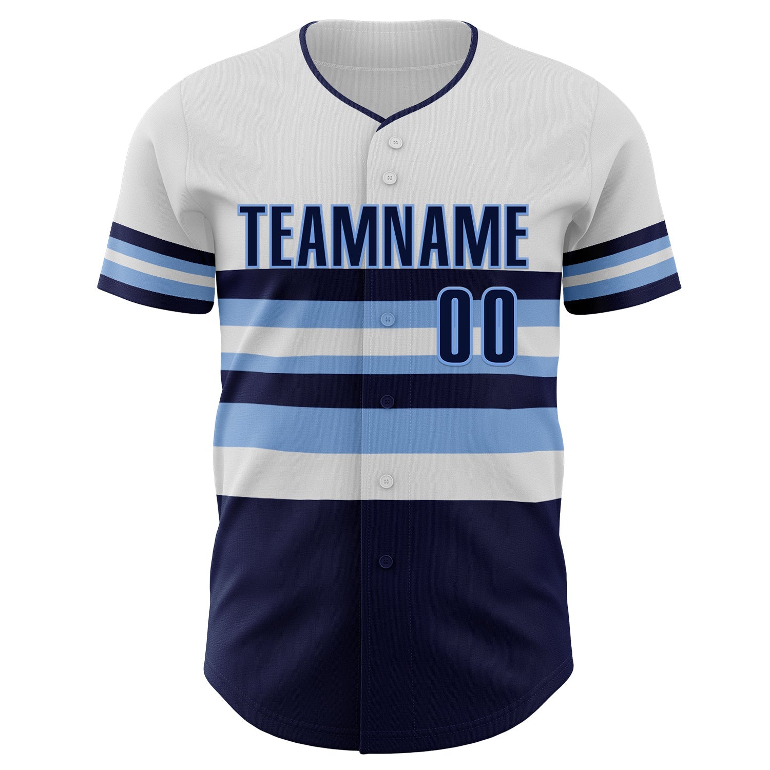 Custom White Navy-Light Blue Block Stripes Lines Tampa Bay Style Authentic Baseball Jersey
