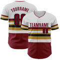 Custom White Crimson Old Gold-Black Block Stripes Lines Cleveland Style Authentic Baseball Jersey