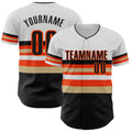Custom White Black Vegas Gold-Orange Block Stripes Lines San Francisco Style Authentic Baseball Jersey