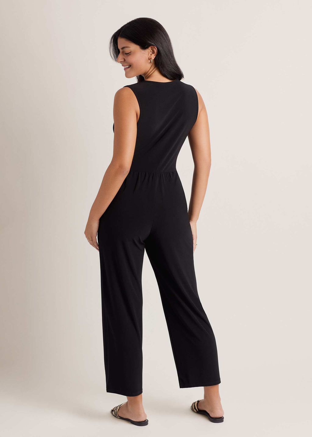 Jersey Wrap Jumpsuit  - Jet Black