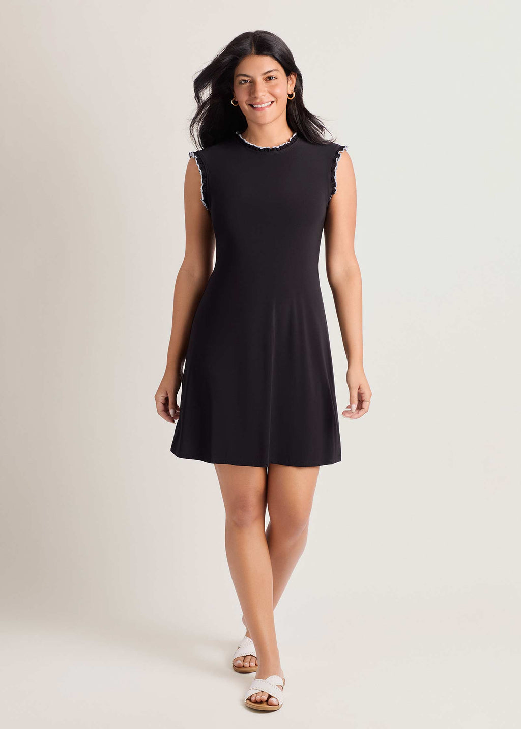 Ruffle Mini Dress - Jet Black