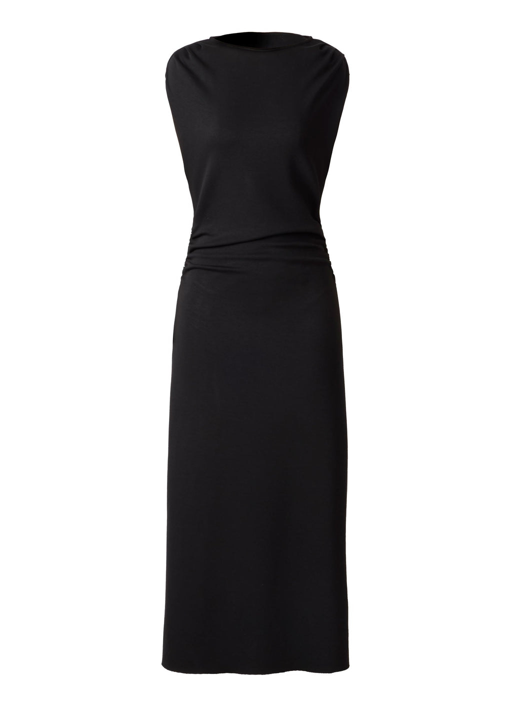 Side Ruched Midi Dress - Jet Black
