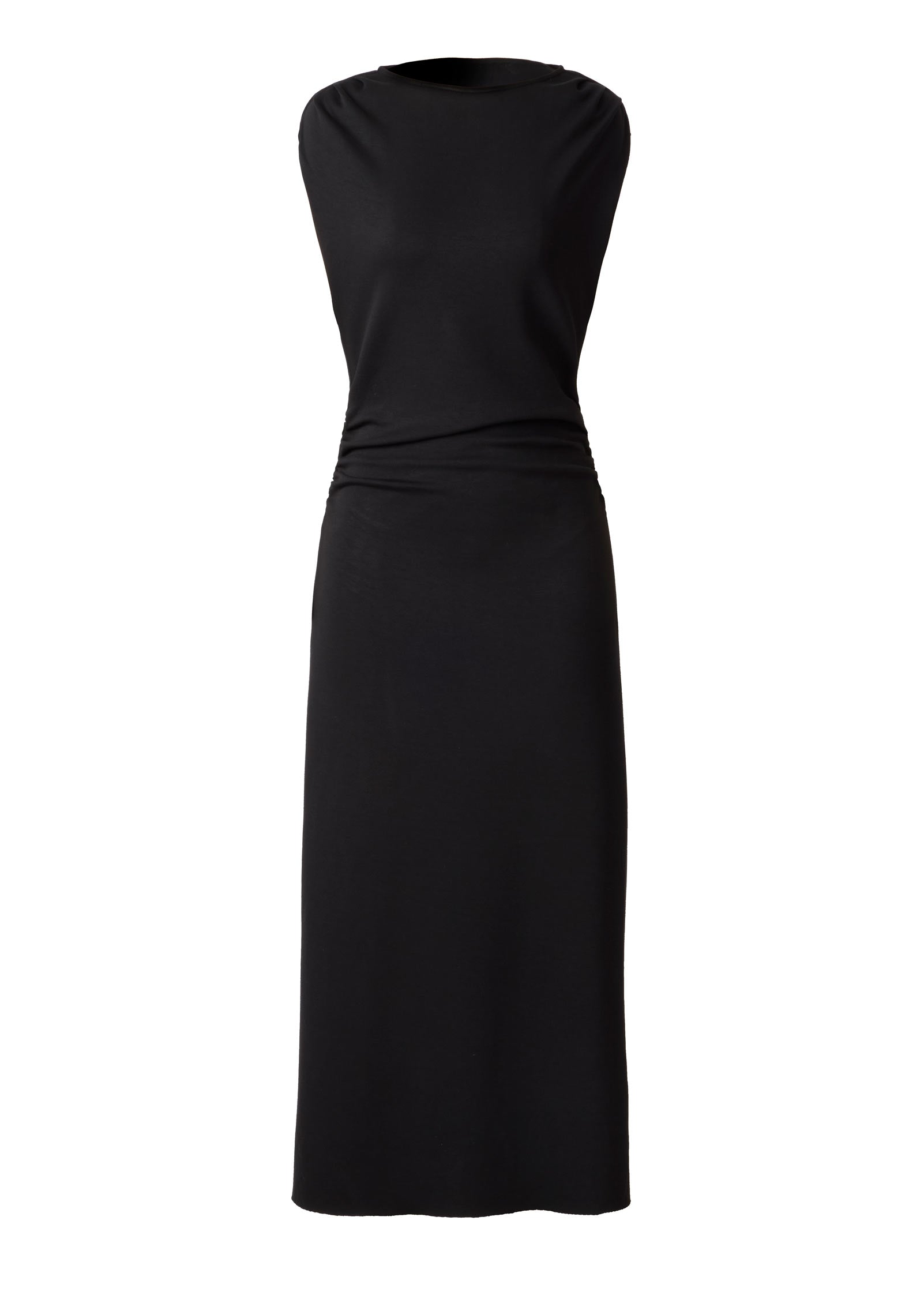 Side Ruched Midi Dress - Jet Black