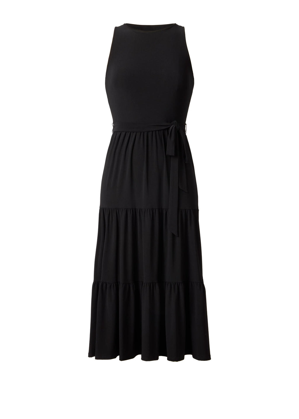 Tiered Halter Maxi Dress - Jet Black
