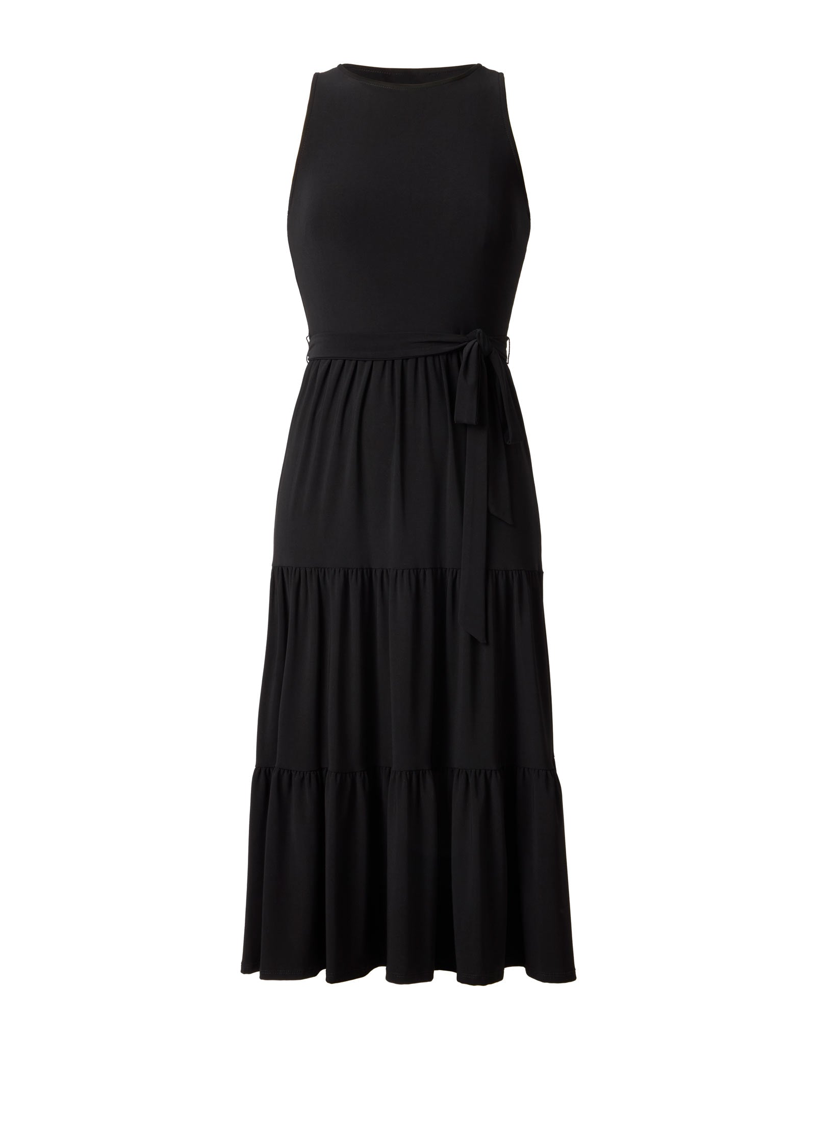 Tiered Halter Maxi Dress - Jet Black
