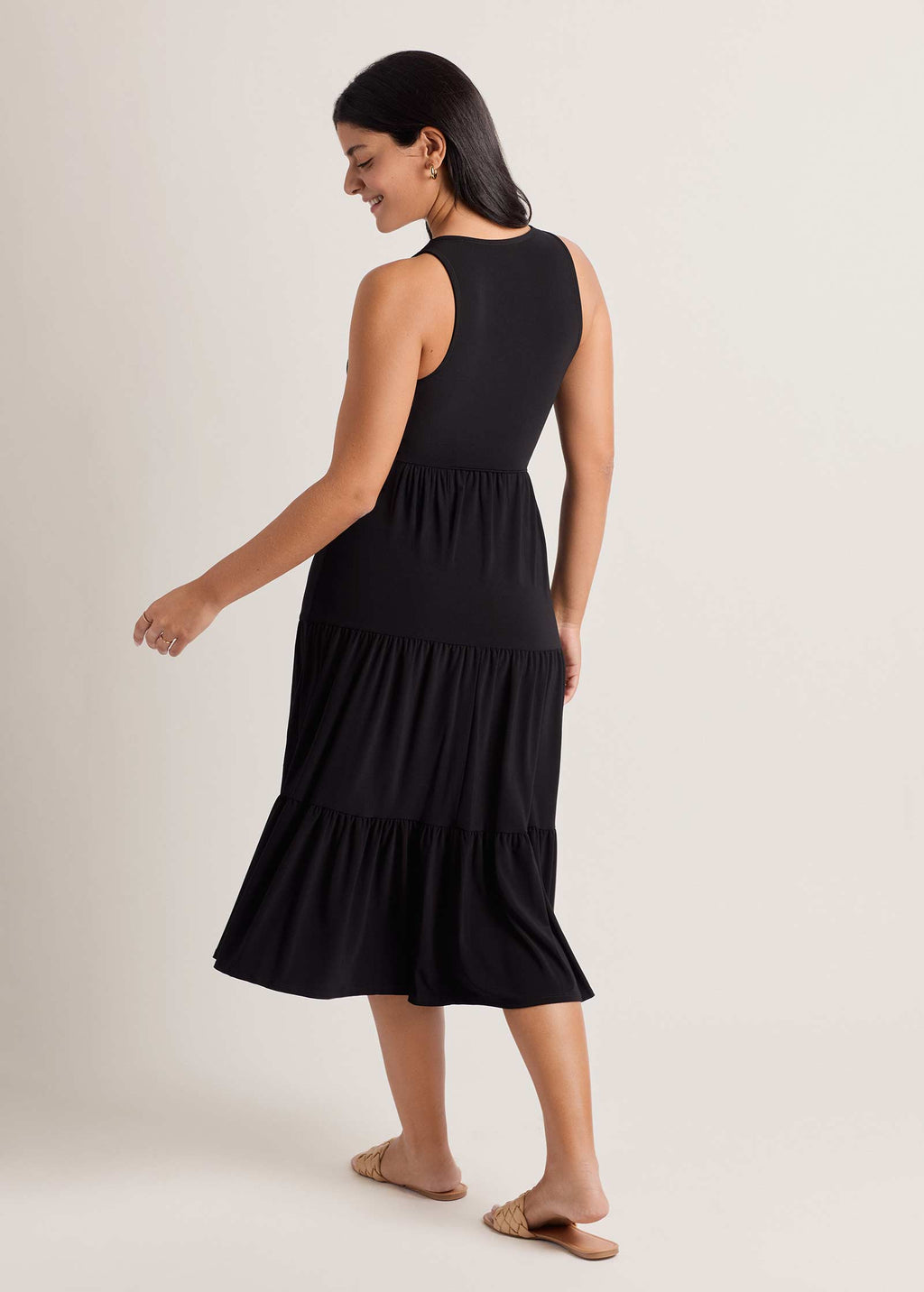 Tiered Halter Maxi Dress - Jet Black