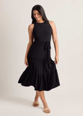 Tiered Halter Maxi Dress - Jet Black