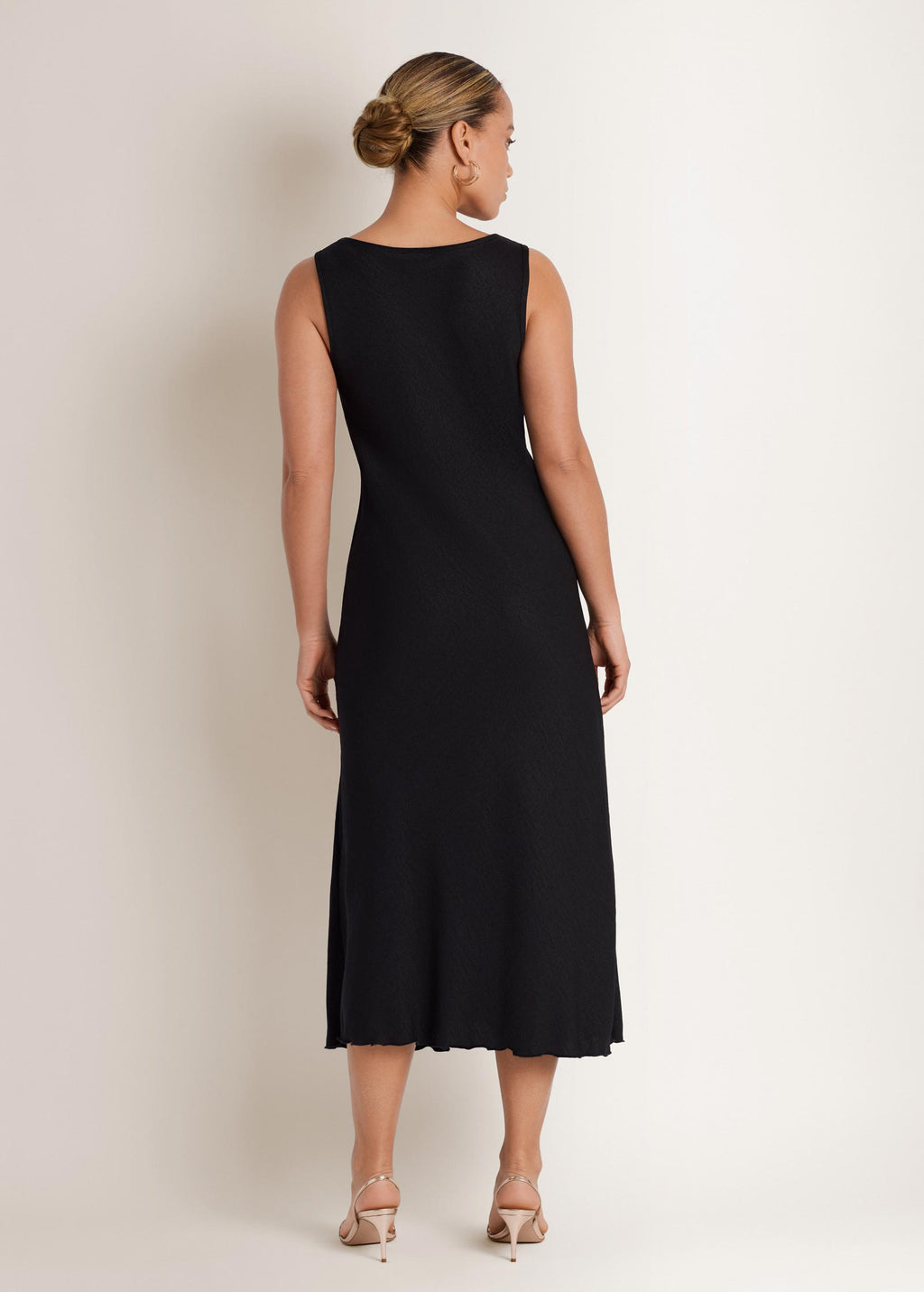 Woven Chambray Bias Maxi Dress - Jet Black