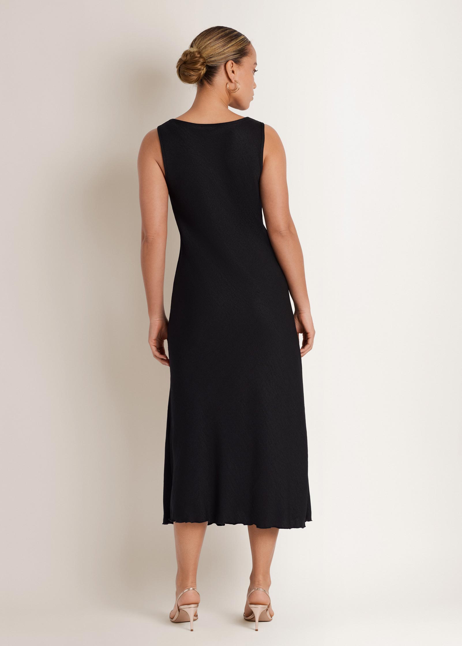 Woven Chambray Bias Maxi Dress - Jet Black