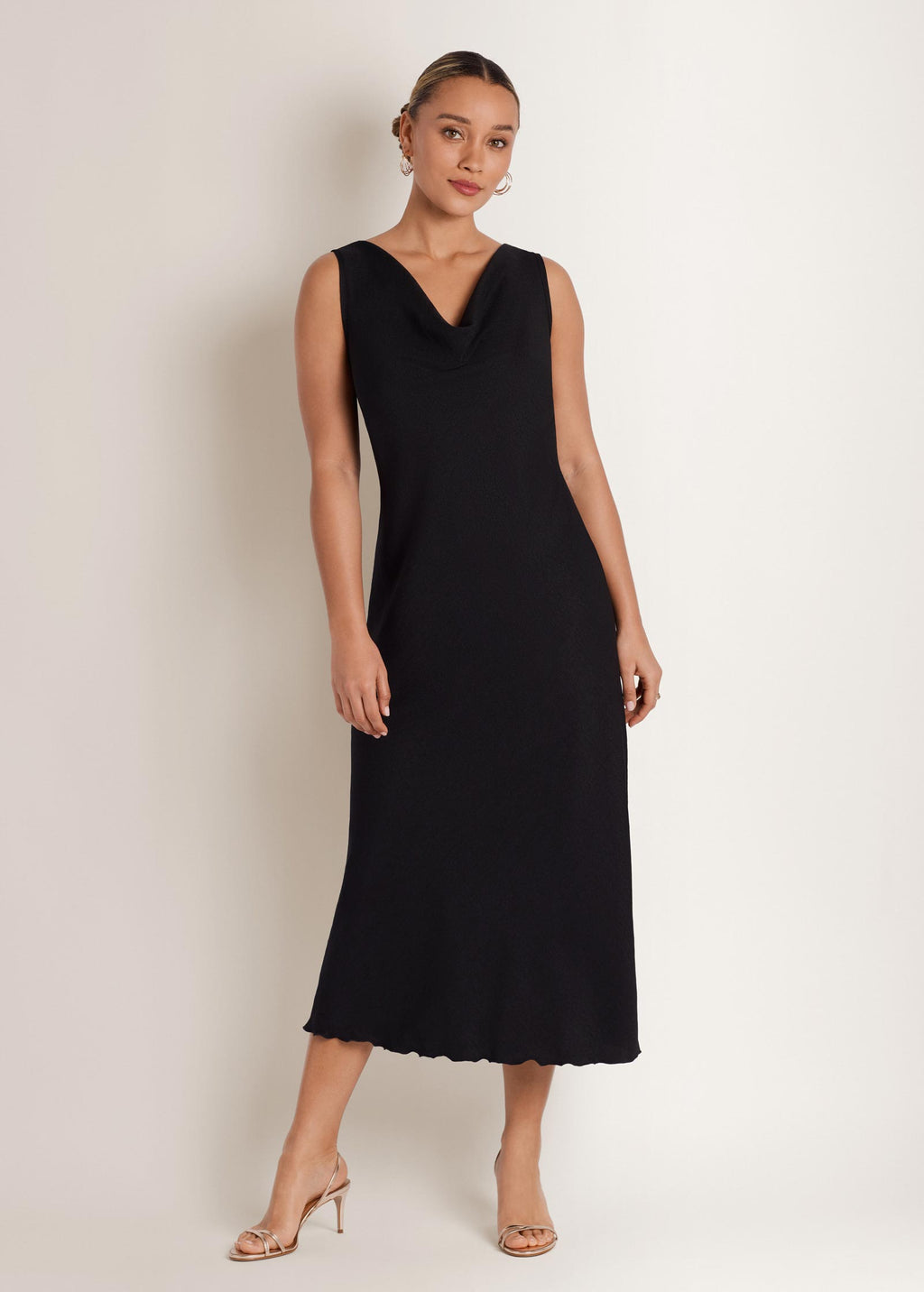Woven Chambray Bias Maxi Dress - Jet Black