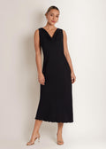 Woven Chambray Bias Maxi Dress - Jet Black