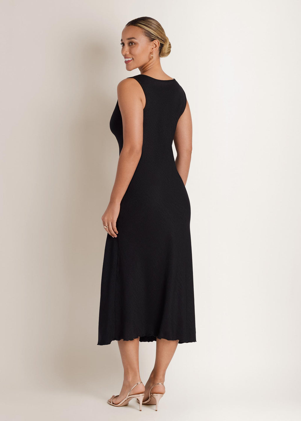 Woven Chambray Bias Maxi Dress - Jet Black