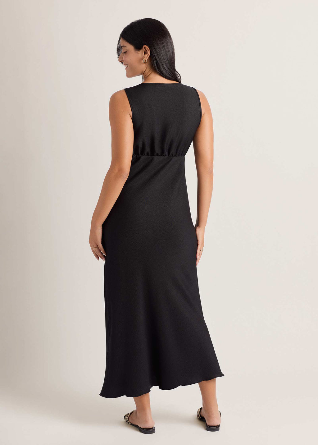 Solid Ruffle Trim Dress - Jet Black