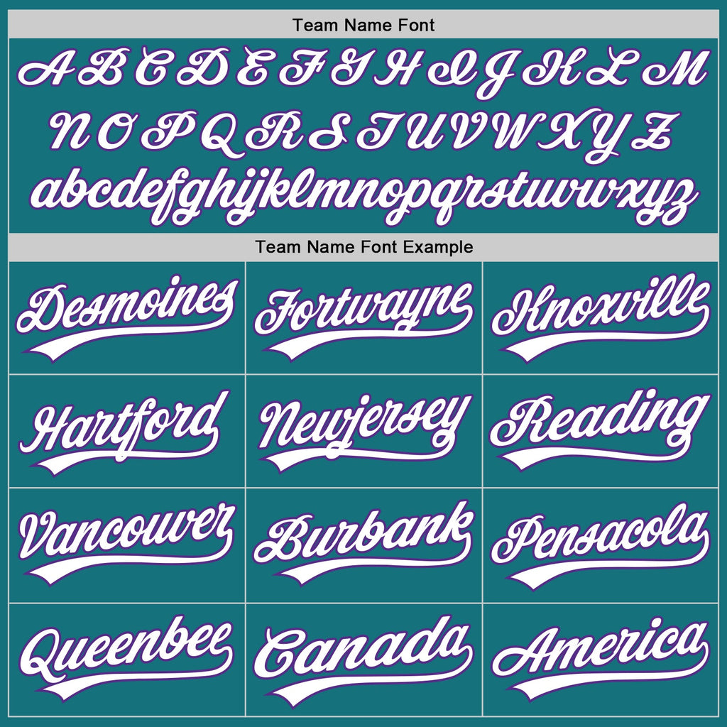 Custom Teal White-Purple Authentic Baseball Jersey