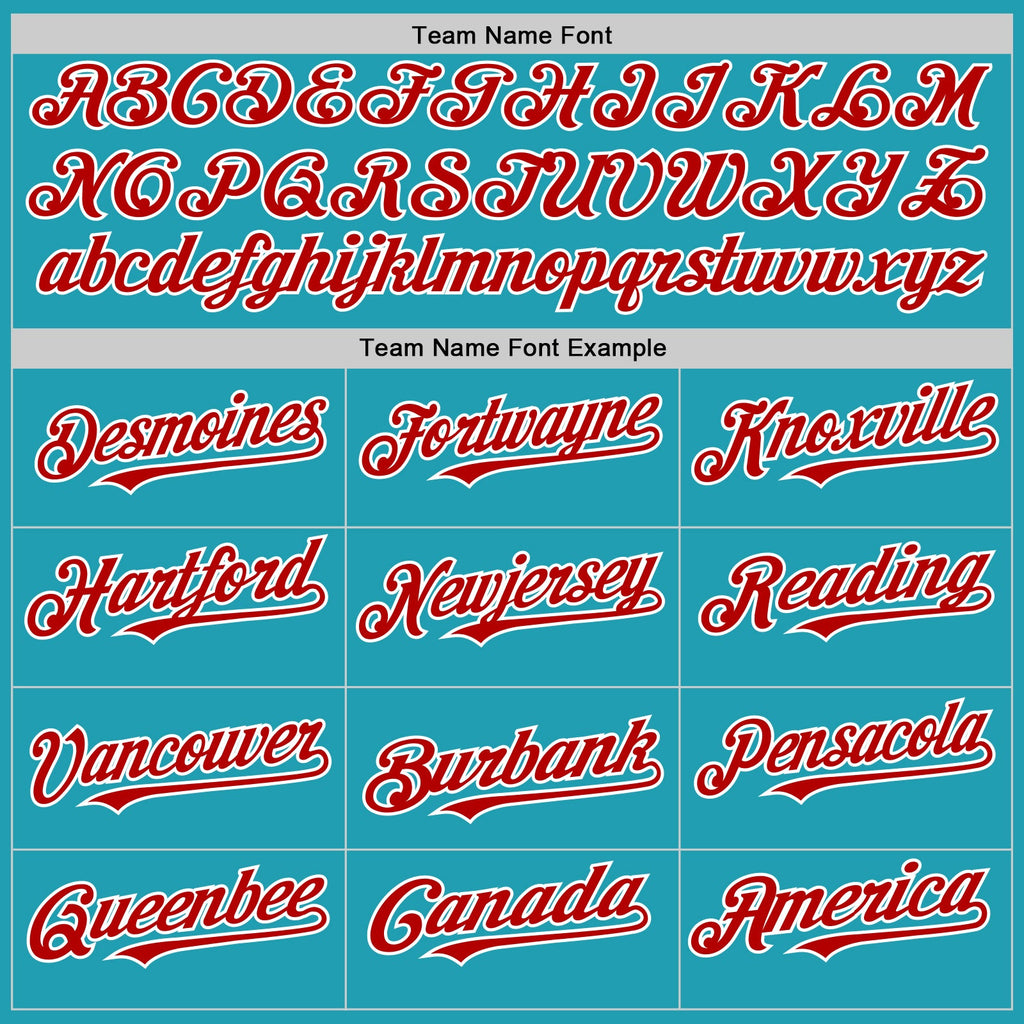 Custom Teal Red-White Mesh Authentic Throwback Baseball Jersey
