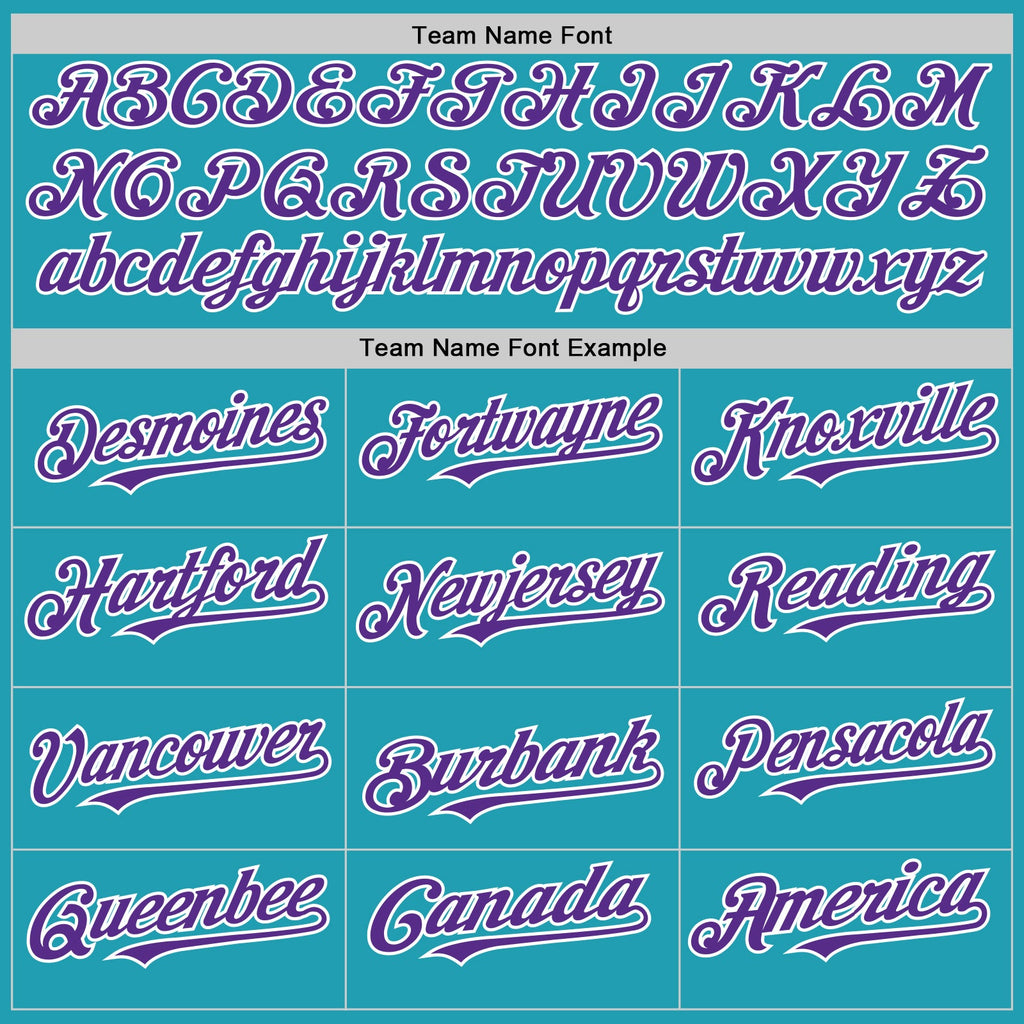 Custom Teal Purple-White Mesh Authentic Throwback Baseball Jersey