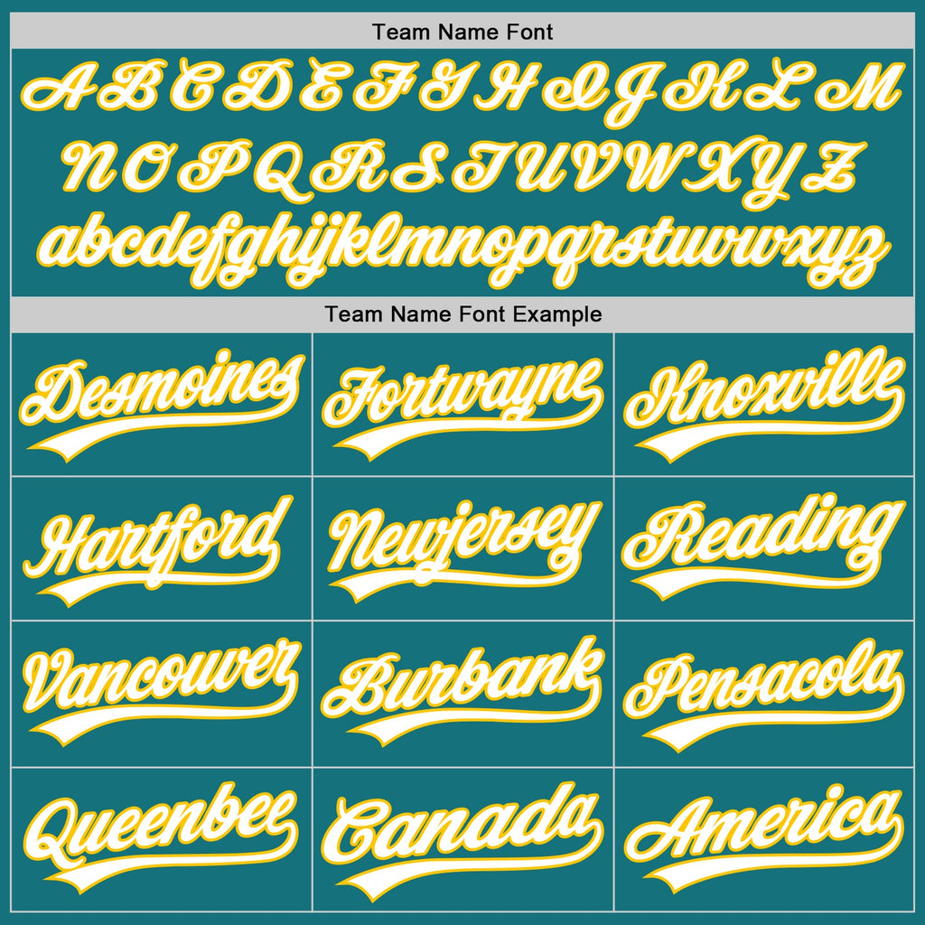 Custom Teal White-Yellow Authentic Baseball Jersey