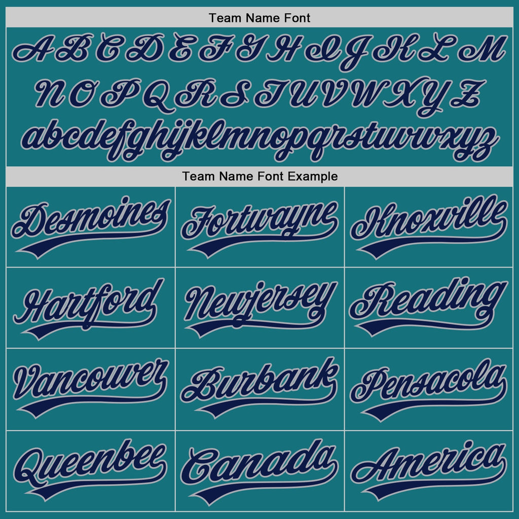 Custom Teal Navy-Gray Authentic Baseball Jersey