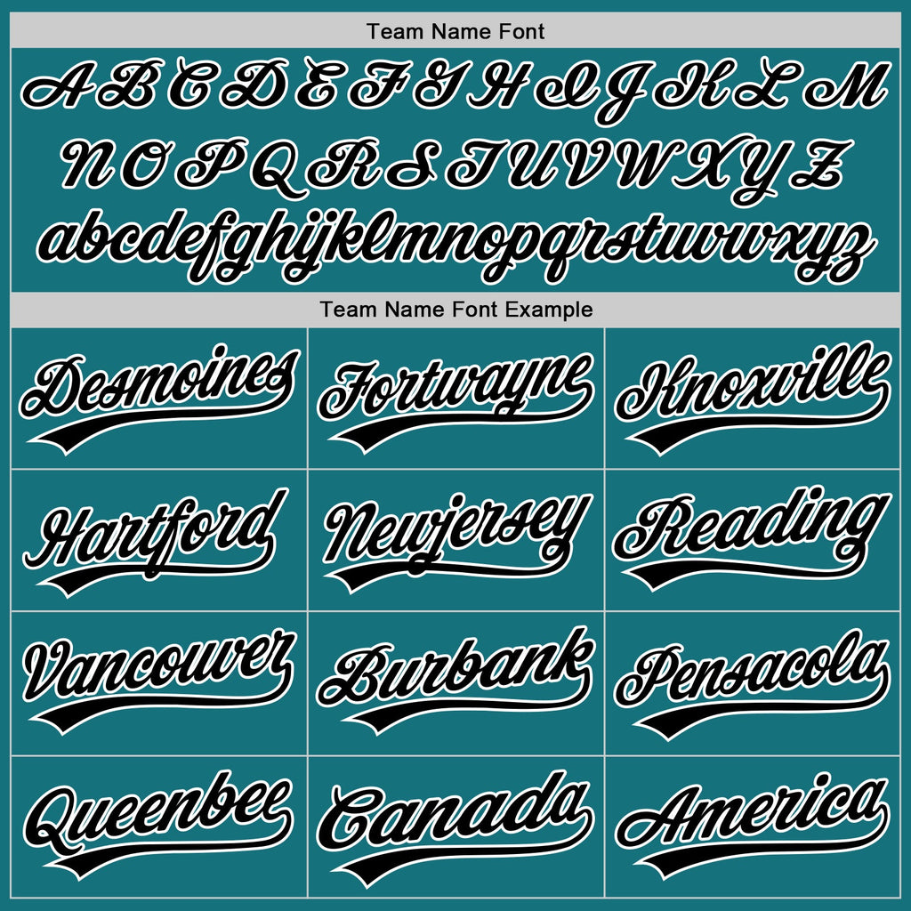 Custom Teal Black-White Authentic Baseball Jersey