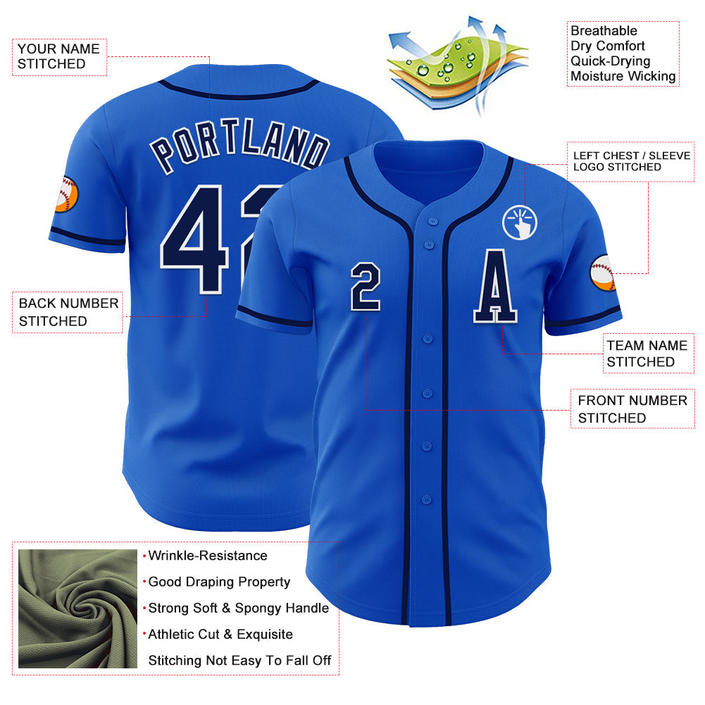 Custom Thunder Blue Navy-White Authentic Baseball Jersey