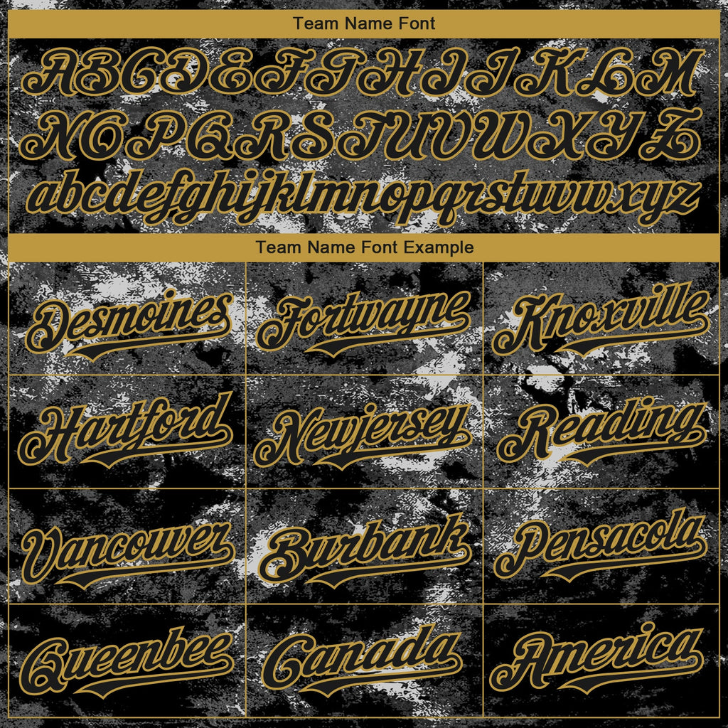 Custom Tie Dye Black-Old Gold Authentic Baseball Jersey