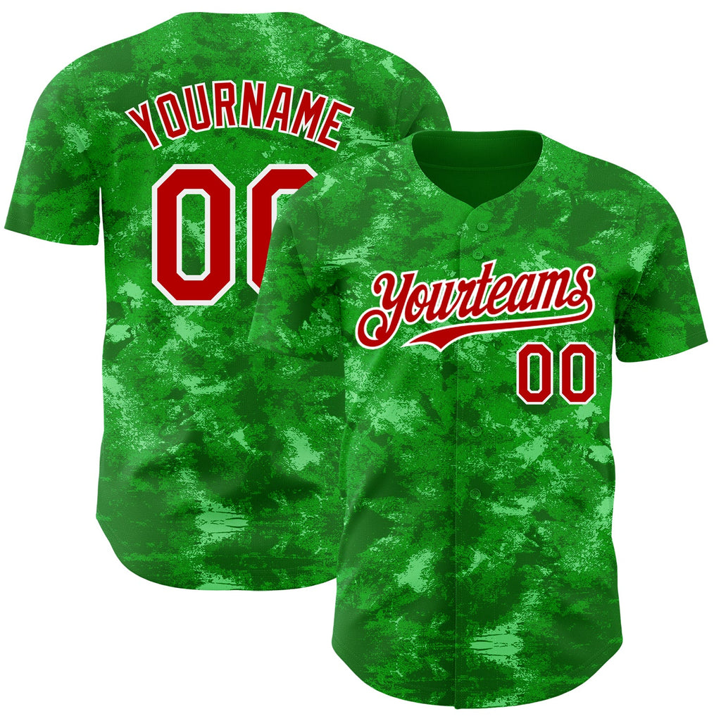 Custom Tie Dye Red-White Authentic Baseball Jersey