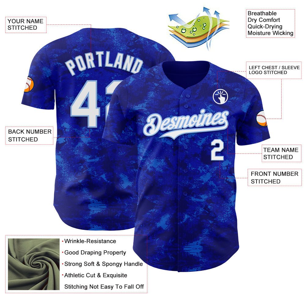 Custom Tie Dye White-Light Blue Authentic Baseball Jersey