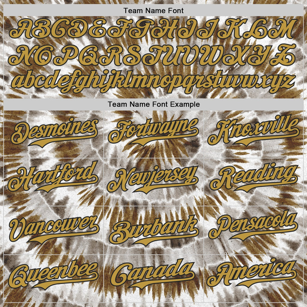 Custom Tie Dye Old Gold-Black Shibori Pattern Authentic Baseball Jersey