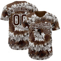 Custom Tie Dye Brown-White Shibori Pattern Authentic Baseball Jersey