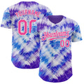 Custom Tie Dye Pink-White Shibori Pattern Authentic Baseball Jersey