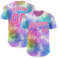 Custom Tie Dye Pink-White Shibori Pattern Authentic Baseball Jersey