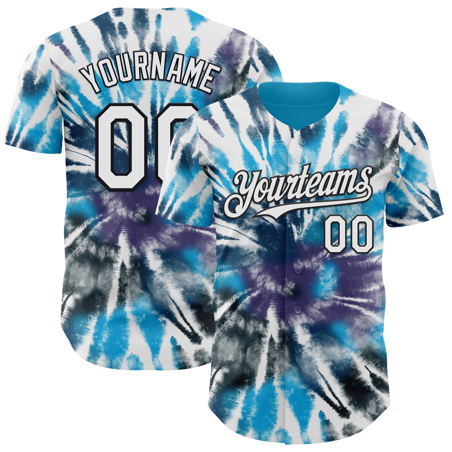 Custom Tie Dye White-Black Shibori Pattern Authentic Baseball Jersey